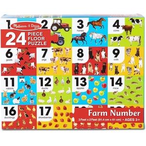 NEW🔥Melissa & Doug Farm 24 Piece Number Floor Puzzle Size 3’ X 2’